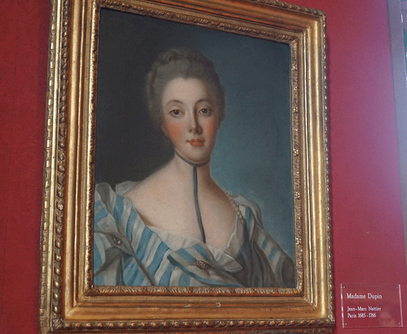 Retrato de Madame Dupin, intelectual que marcou a histόria de Chenonceau.