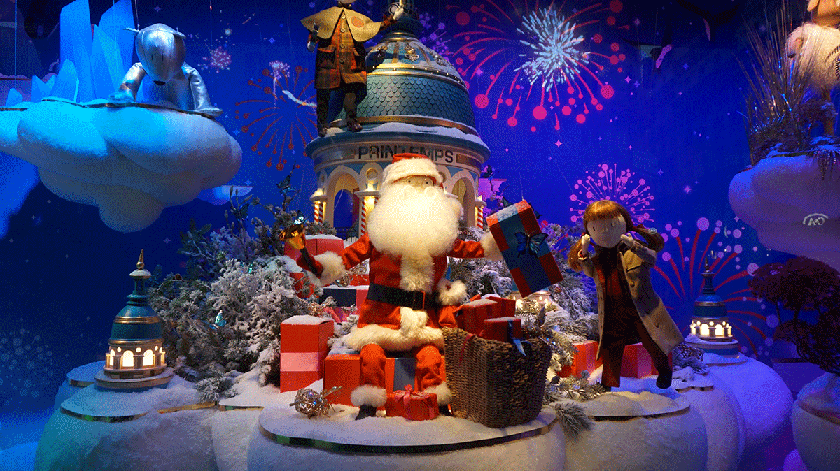 Papai Noel nas vitrines de Natal em Paris